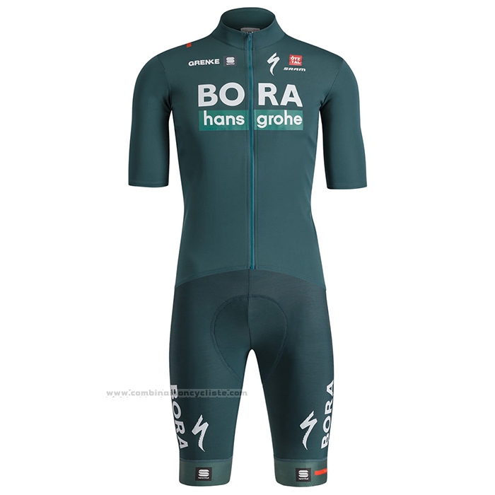 2024 Maillot Cyclisme Bora-Hansgrone Vert Manches Courtes et Cuissard